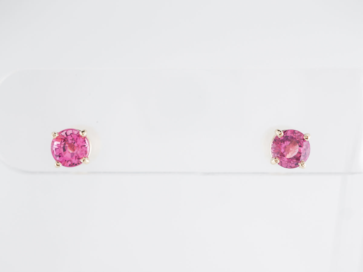 Pink Sapphire Stud Earrings in 14k White Gold