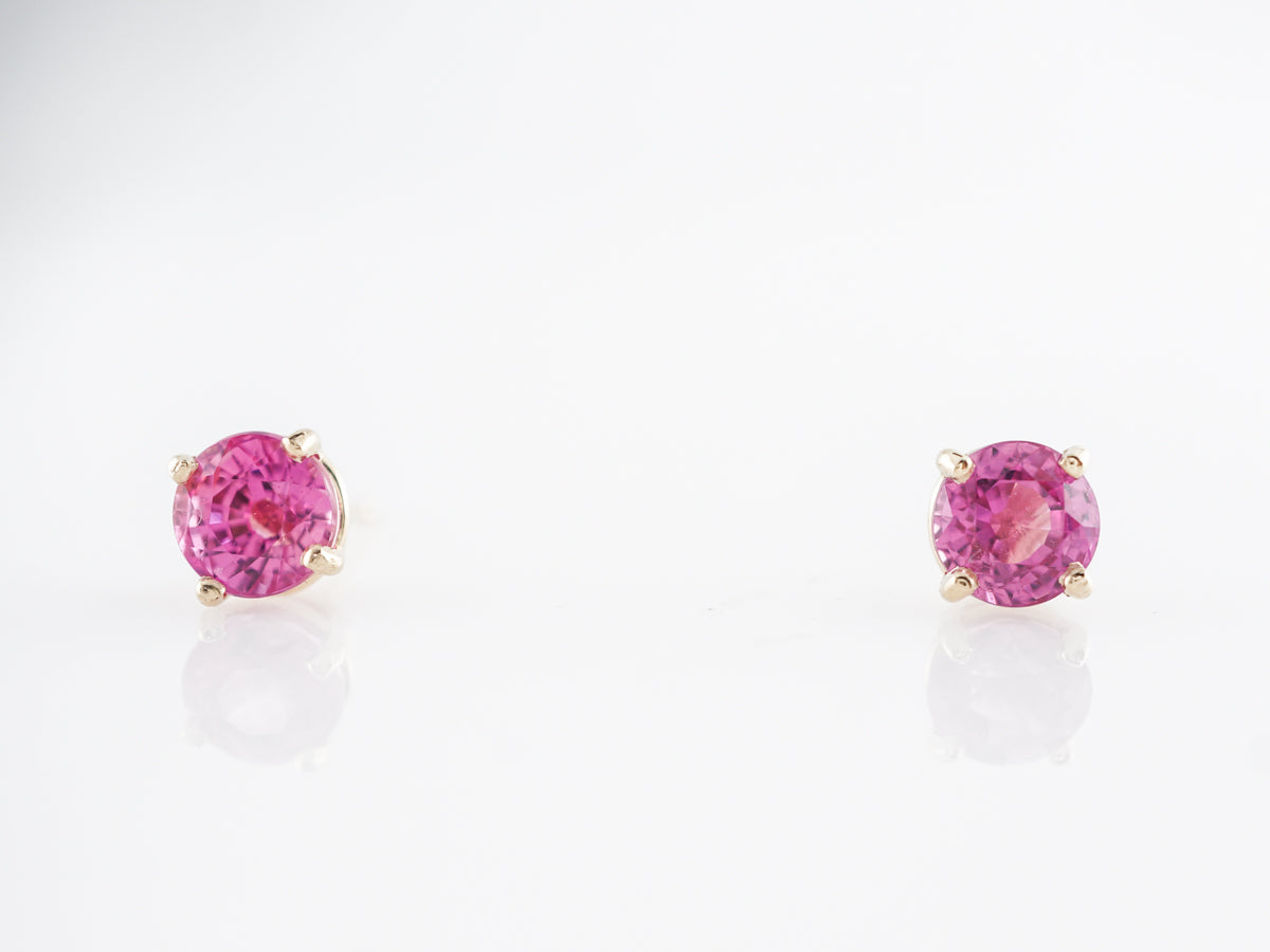 Pink Sapphire Stud Earrings in 14k White Gold