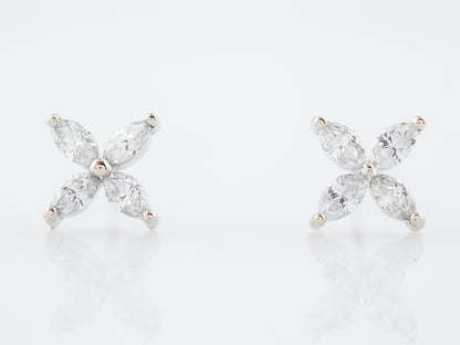 Earrings Modern .60 Marquise Cut Diamonds in 14k White Gold