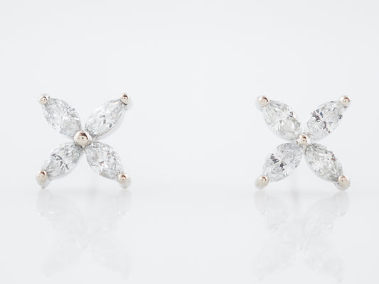 Earrings Modern .60 Marquise Cut Diamonds in 14k White Gold