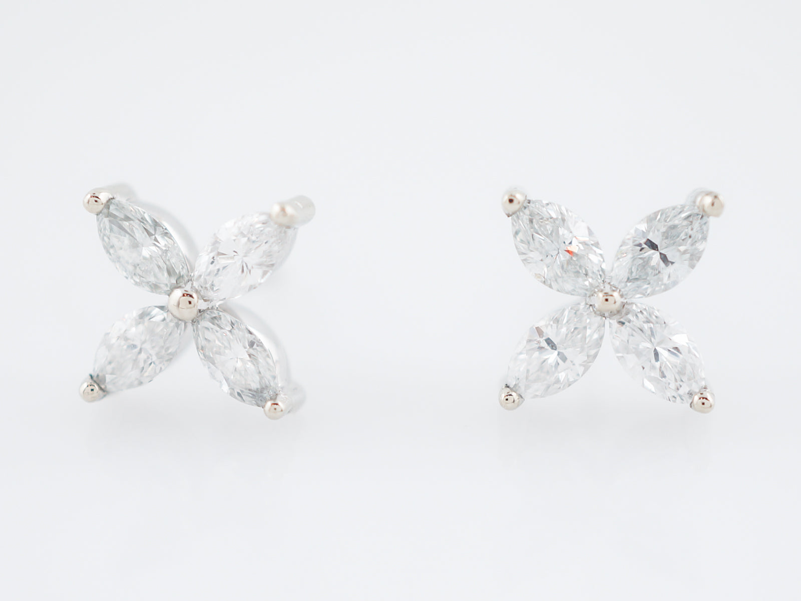 Earrings Modern .74 Marquise Cut Diamonds in 14k White Gold