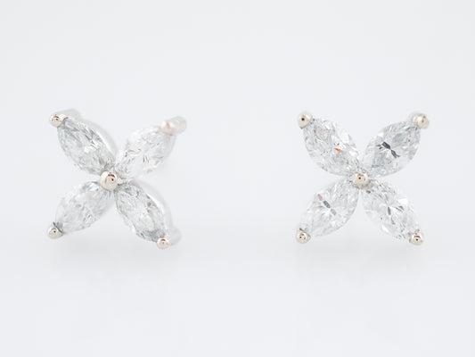 Earrings Modern .74 Marquise Cut Diamonds in 14k White Gold
