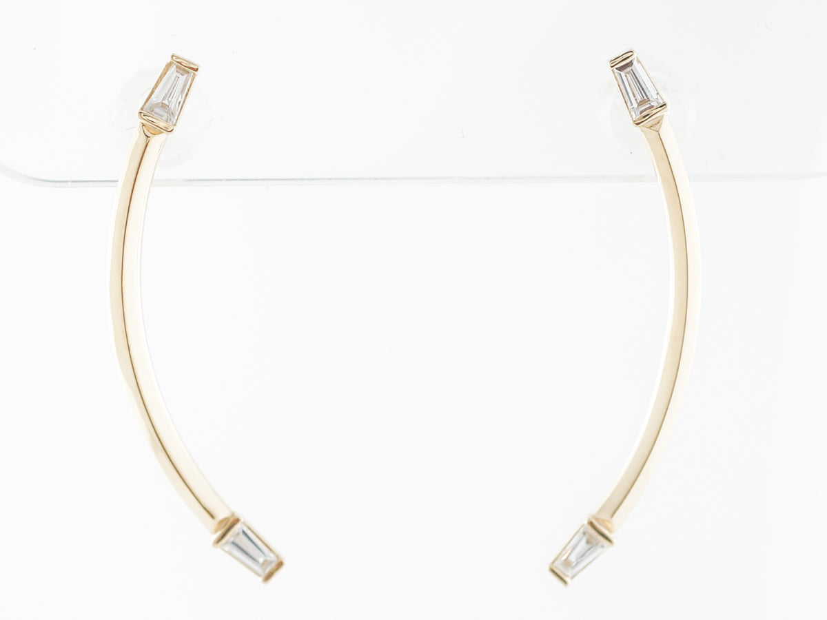 Tapered Baguette Diamond Earrings in 14k Yellow Gold