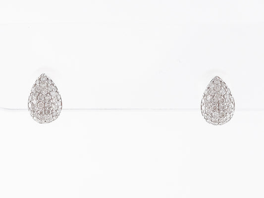Pave Diamond Cluster Earrings in 18k White Gold