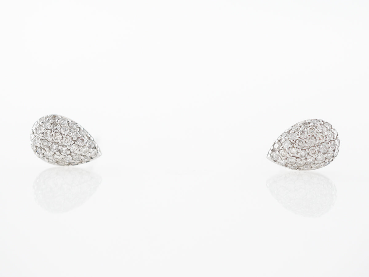 Pave Diamond Cluster Earrings in 18k White Gold