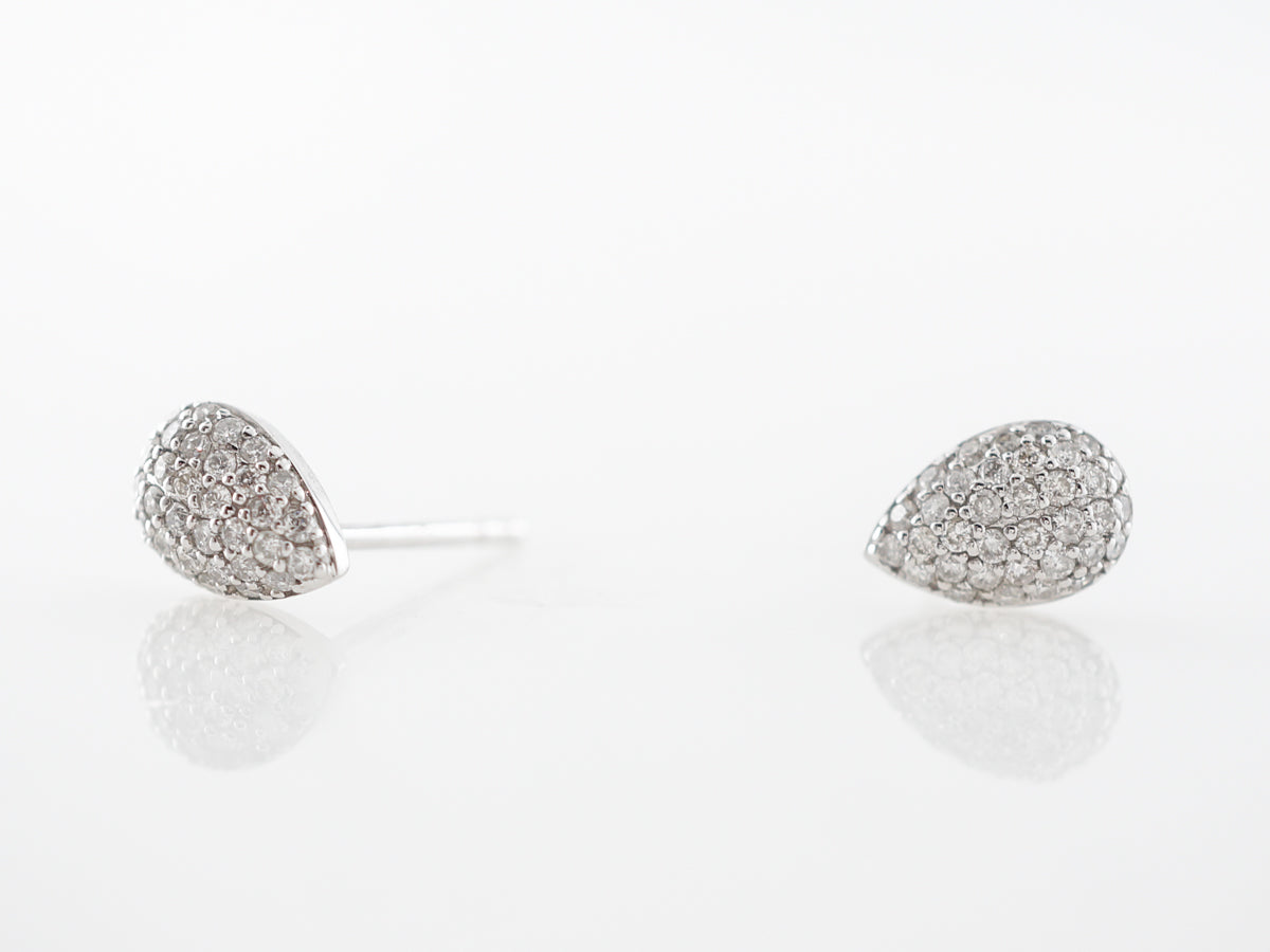 Pave Diamond Cluster Earrings in 18k White Gold
