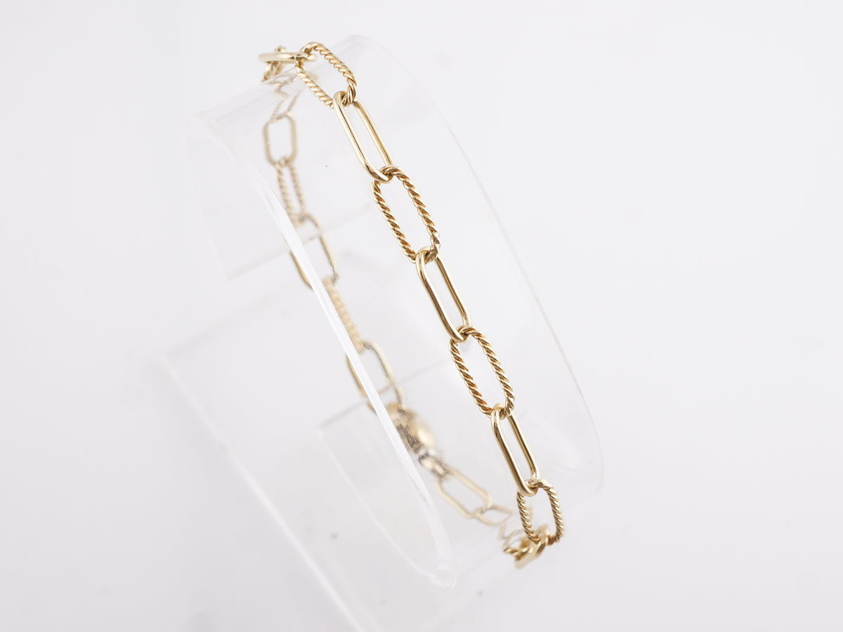 Textured Paperclip Link Bracelet in 18k Yellow Gold