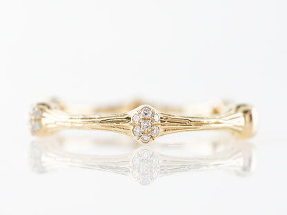 Textured Pave Cluster Diamond Stacking Ring in 18k Yellow Gold