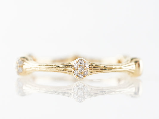 Textured Pave Cluster Diamond Stacking Ring in 18k Yellow Gold