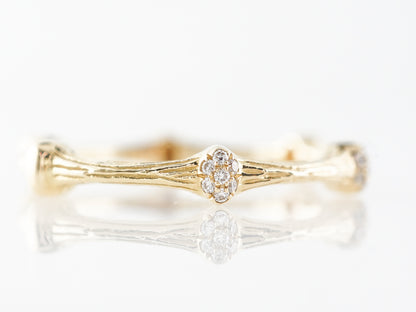 Textured Pave Cluster Diamond Stacking Ring in 18k Yellow Gold