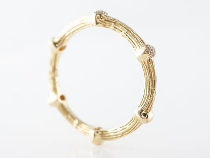 Textured Pave Cluster Diamond Stacking Ring in 18k Yellow Gold