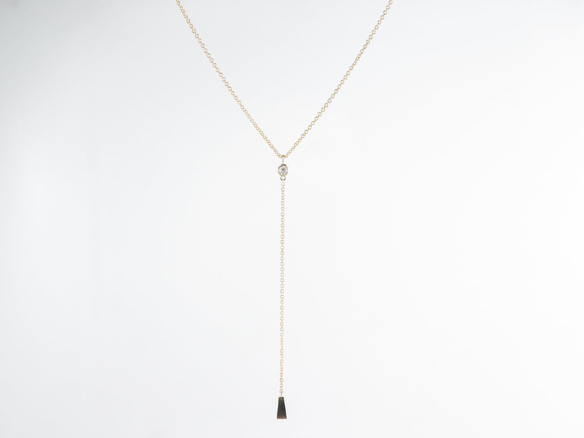 Thin 18 Inch Diamond Y Necklace in 14k Yellow Gold