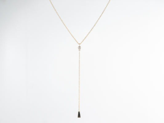 Thin 18 Inch Diamond Y Necklace in 14k Yellow Gold