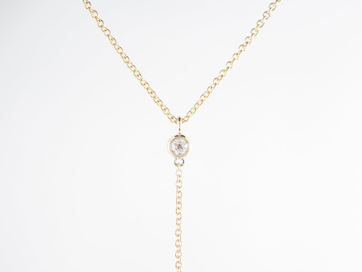 Thin 18 Inch Diamond Y Necklace in 14k Yellow Gold