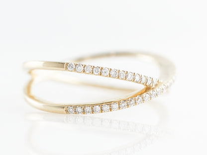 Thin Double Band with Diamonds in 14k Yellow Gold