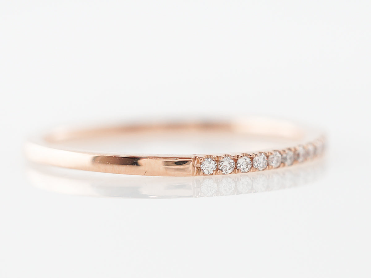 Thin Wedding Band w/ Diamonds in 18k Rose Gold