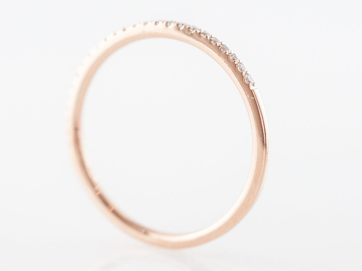 Thin Wedding Band w/ Diamonds in 18k Rose Gold