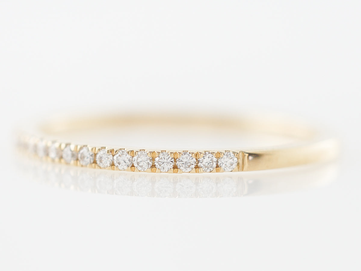 Petit Yellow Gold Wedding Band w/ Diamonds 18k