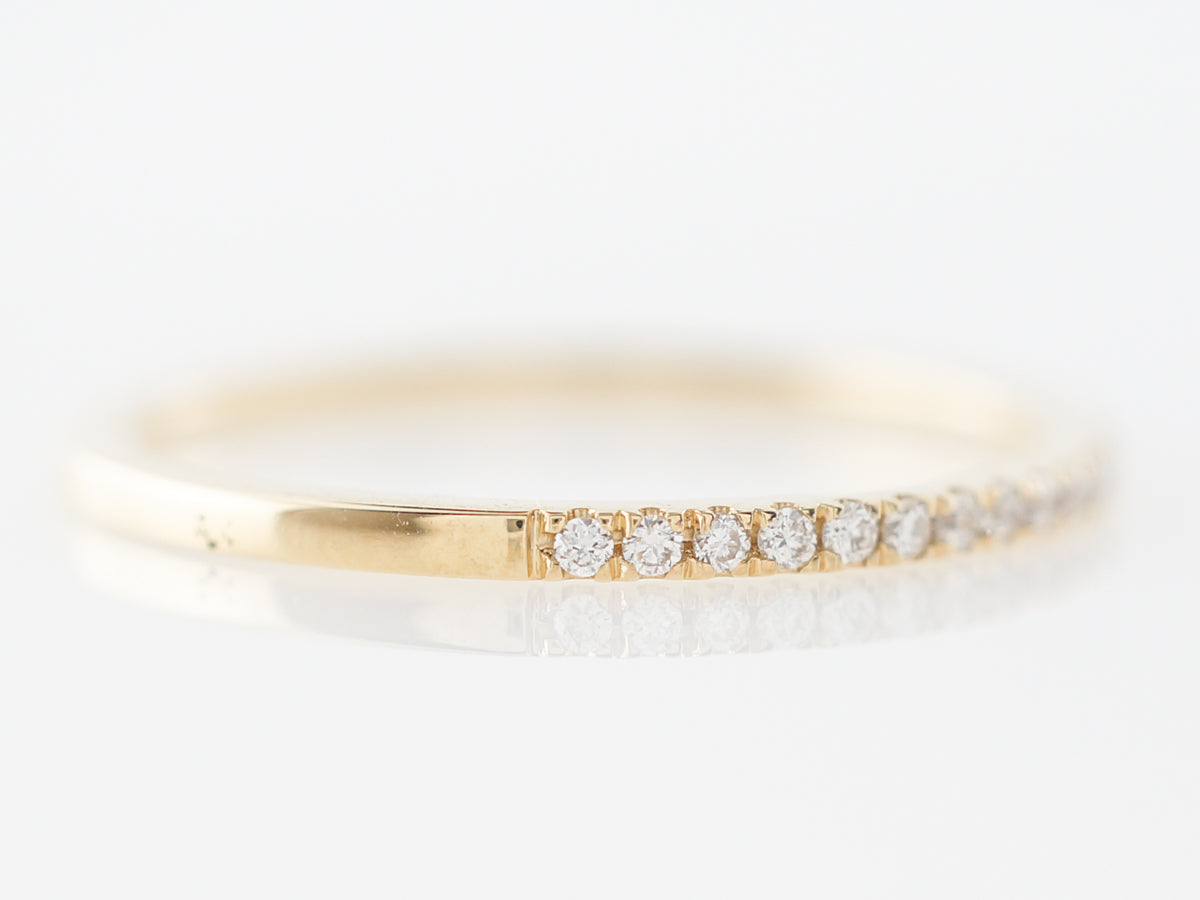 Petit Yellow Gold Wedding Band w/ Diamonds 18k