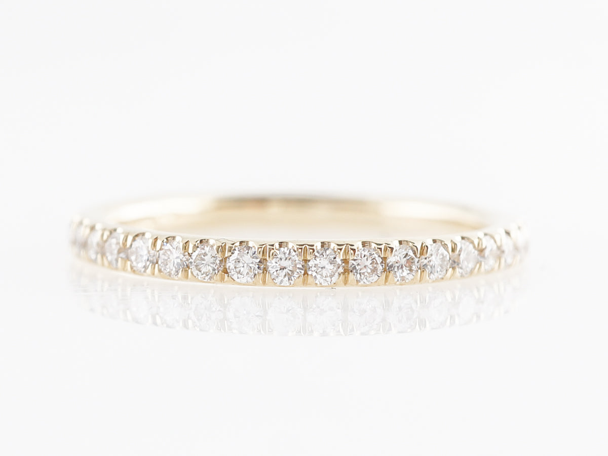 .27 Thin Wedding Band w/ Diamonds 14k Yellow Gold