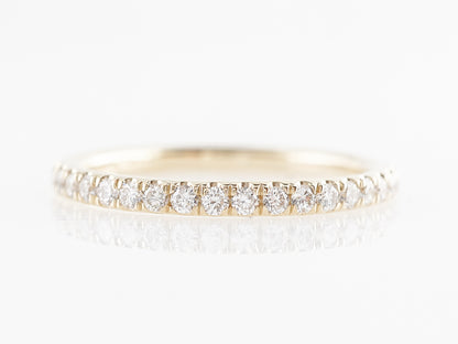 .27 Thin Wedding Band w/ Diamonds 14k Yellow Gold