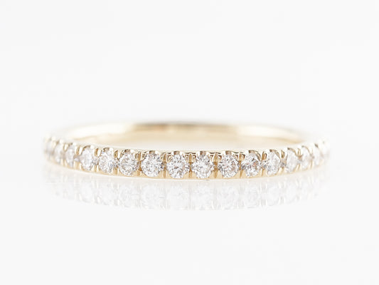 .27 Thin Wedding Band w/ Diamonds 14k Yellow Gold