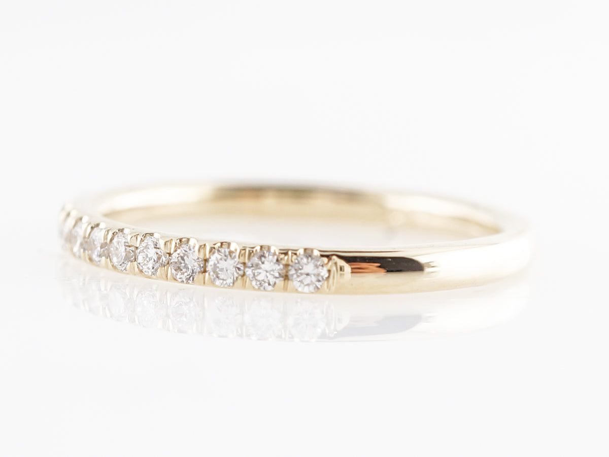 .27 Thin Wedding Band w/ Diamonds 14k Yellow Gold