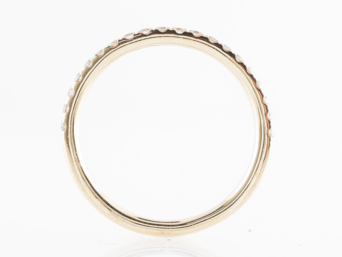 .27 Thin Wedding Band w/ Diamonds 14k Yellow Gold