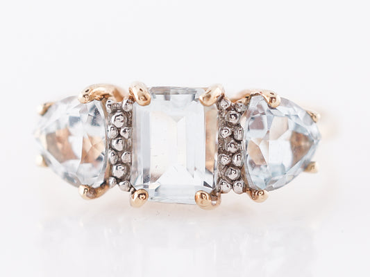 Three Stone Aquamarine Cocktail Ring in Yellow Gold