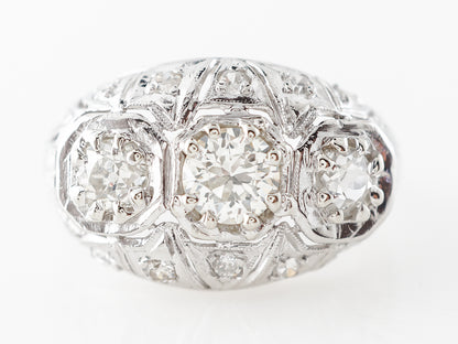 Vintage Three Stone Diamond Ring Platinum