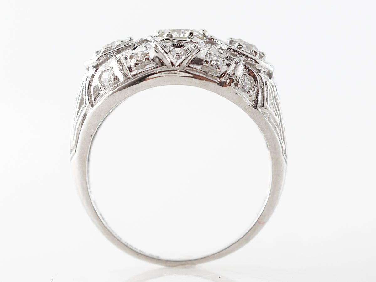 Vintage Three Stone Diamond Ring Platinum