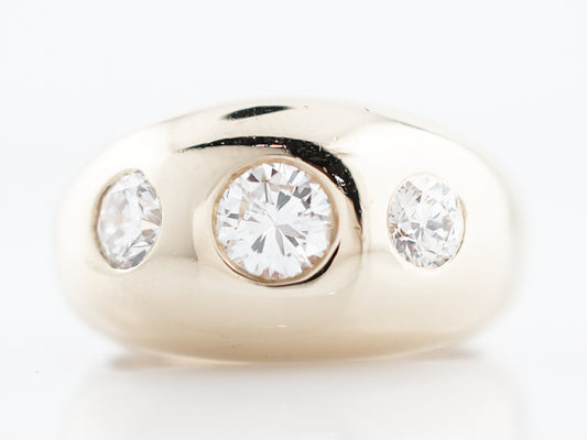 Vintage Right Hand Ring Retro .85 Round Brilliant Cut Diamonds in 14k Yellow Gold