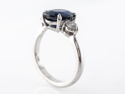 Oval Sapphire & Diamond Engagement Ring 18k White Gold