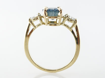 Three Stone Oval Sapphire & Diamond Engagement Ring