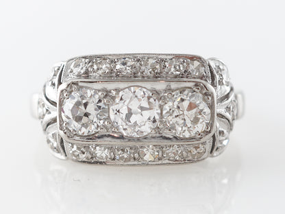 Vintage Three Stone Filigree Diamond Engagement Ring