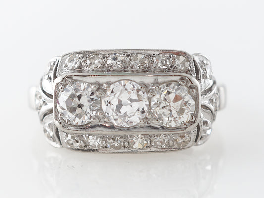 Vintage Three Stone Filigree Diamond Engagement Ring