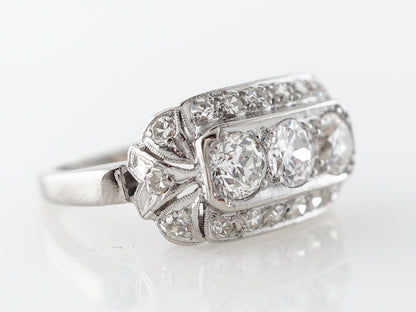 Vintage Three Stone Filigree Diamond Engagement Ring