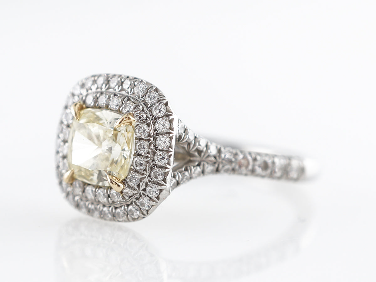 Tiffany & Co Fancy Yellow Diamond Engagement Ring in Platinum & 18k