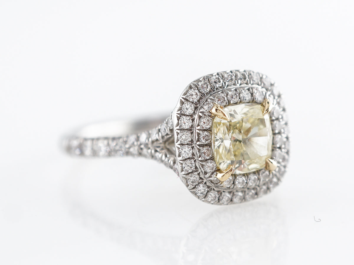 Tiffany & Co Fancy Yellow Diamond Engagement Ring in Platinum & 18k