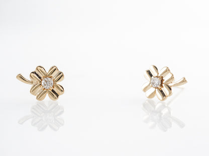 Small Diamond Clover Earrings 14K Yellow Gold