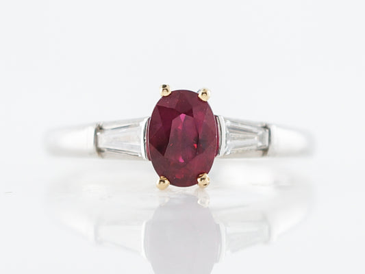 ***RTV 10/24***Engagement Ring Modern Tiffany & Co. .98 Oval Cut Ruby Platinum & 18k Yellow Gold