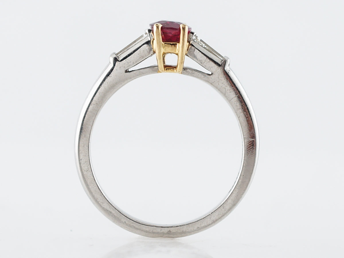 ***RTV 10/24***Engagement Ring Modern Tiffany & Co. .98 Oval Cut Ruby Platinum & 18k Yellow Gold