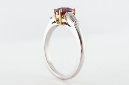 ***RTV 10/24***Engagement Ring Modern Tiffany & Co. .98 Oval Cut Ruby Platinum & 18k Yellow Gold