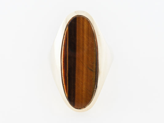 Tiger's Eye Cocktail Ring 14k Yellow Gold