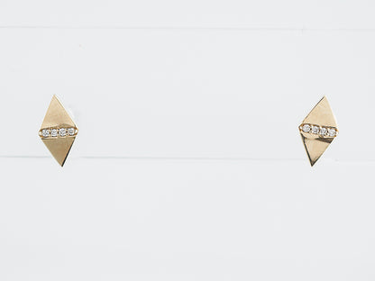 Triangle Earrings Modern .03 Round Brilliant Cut Diamonds in 14k Yellow Gold