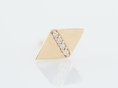 Triangle Earrings Modern .03 Round Brilliant Cut Diamonds in 14k Yellow Gold