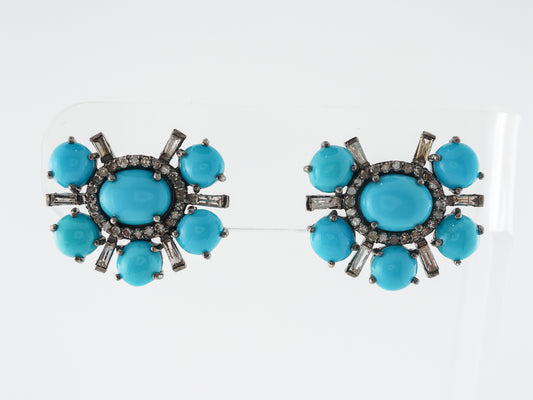 Diamond & Turquoise Earrings in Gold & Sterling Silver