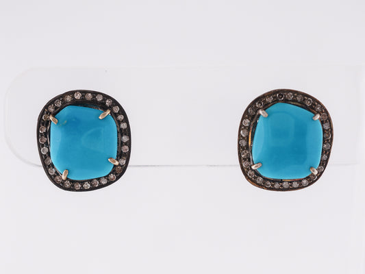 Turquoise & Diamond Earrings in Gold & Sterling Silver