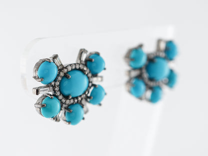 Diamond & Turquoise Earrings in Gold & Sterling Silver