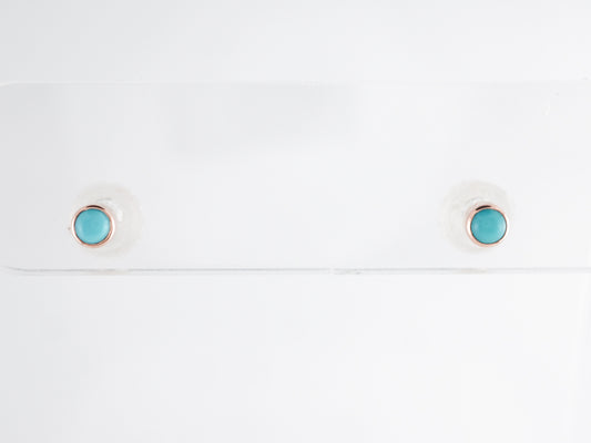 Simple Turquoise Stud Earrings in 14k Rose Gold